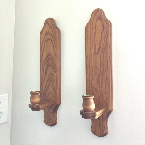 Wooden wall sconces tapered candles - Picture 1 of 6